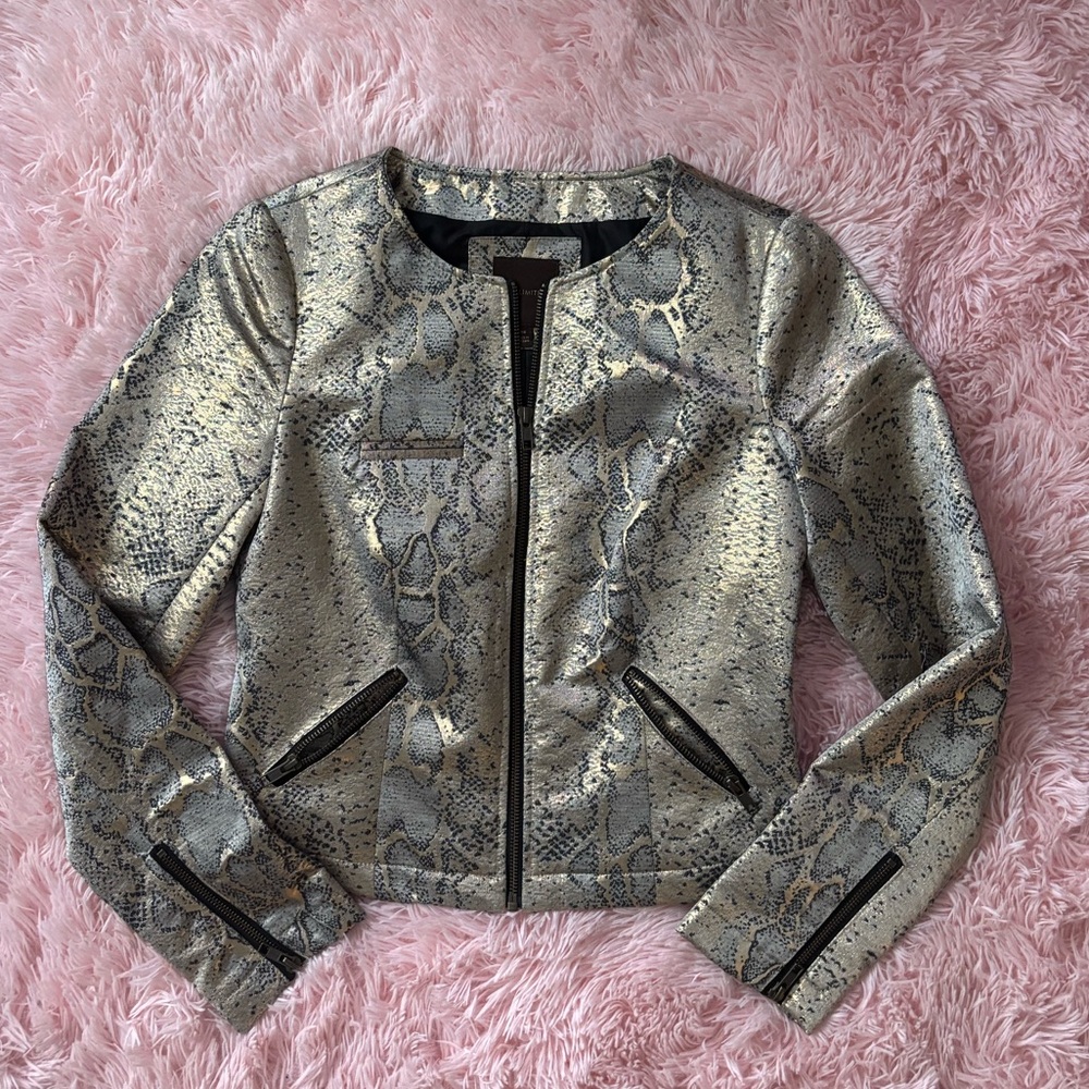The Limited Metallic Snakeskin Blazer Zip Up